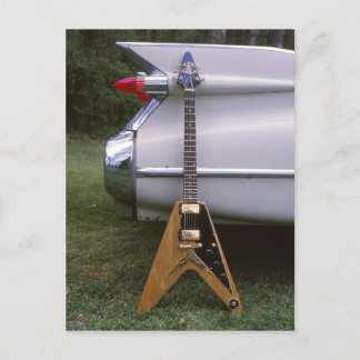 Carte Postale 1959 Guitare et voiture électrique futuriste