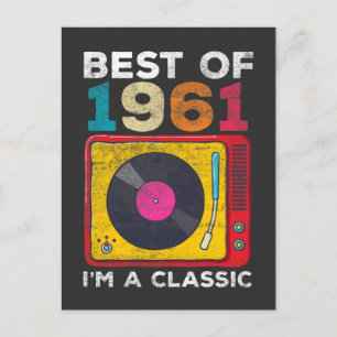 Carte Postale 1961 Né Vinyles Anniversaire 60 ans Classique Mus