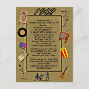 Carte Postale 1962 Great Events Birthday Card
