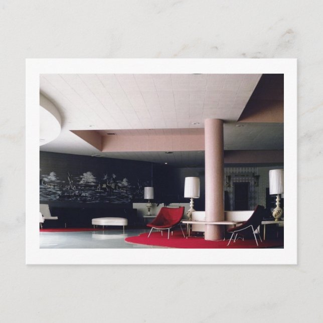 Carte Postale 1965 Lobby D'Hôtel Moderne Du Milieu Du Siècle (Devant)