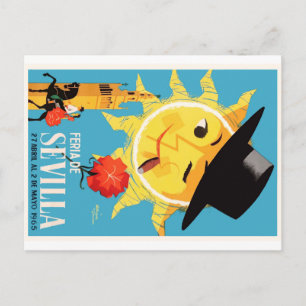 Carte Postale 1965 Séville Espagne Poster de la Foire d'avril