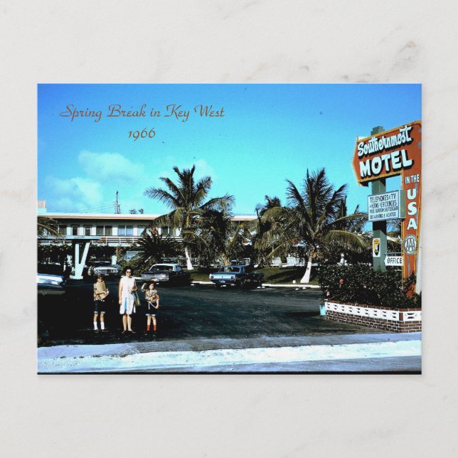 Carte Postale 1966 le motel le plus le plus au sud Key West, (Devant)