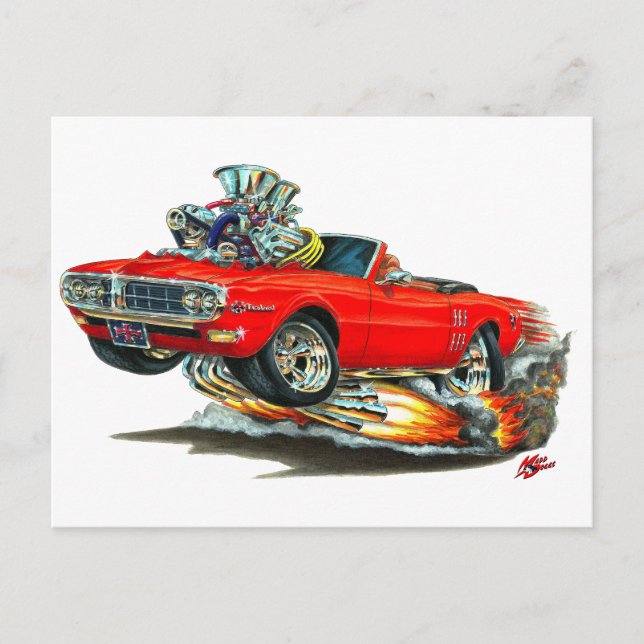 Carte Postale 1967-68 Firebird Red Convertible (Devant)