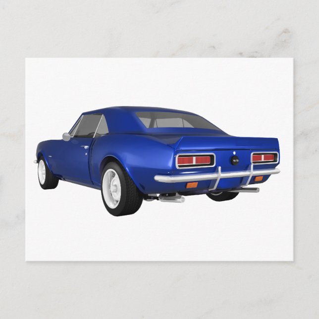 Carte Postale 1967 Camaro SS : Finition bleue : modèle 3D : (Devant)
