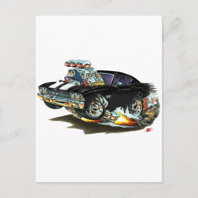 Carte Postale 1968-69 Chevelle Black-White Car (Devant)