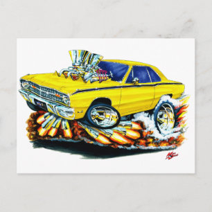 Carte Postale 1968-71 Dodge Dart Yellow Car