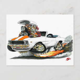 Carte Postale 1969 Camaro RS SS White-Orange Convertible