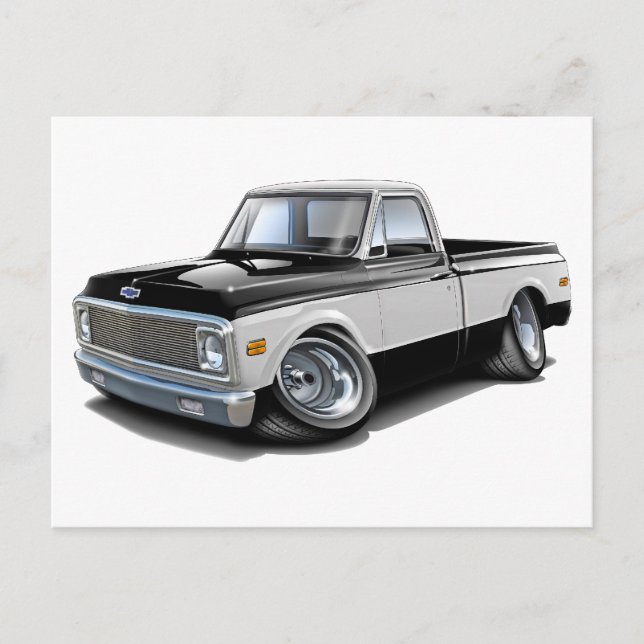Carte Postale 1970-72 Camion Chevy C10 noir-blanc (Devant)