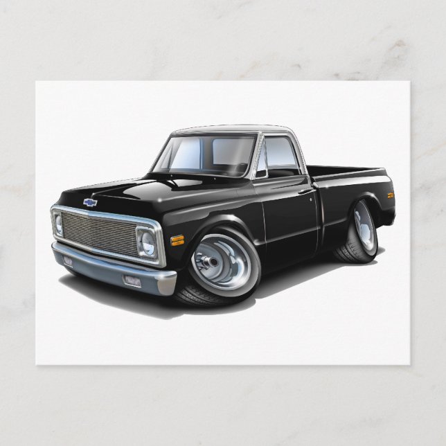 Carte Postale 1970-72 Camion Chevy C10 noir-blanc haut (Devant)
