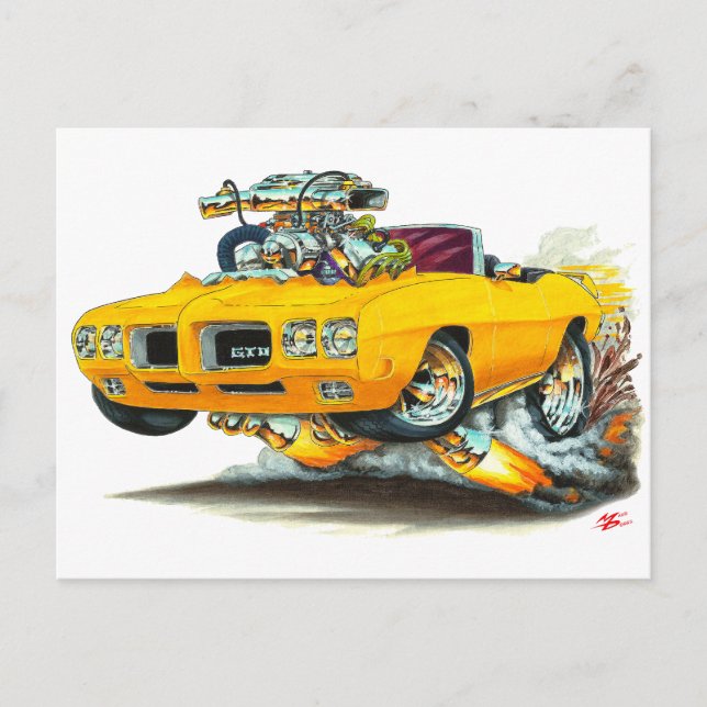 Carte Postale 1970 GTO Orange Convertible (Devant)