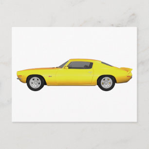 Carte Postale 1972 Camaro Z28 : Muscle Car : Jaune Finition :
