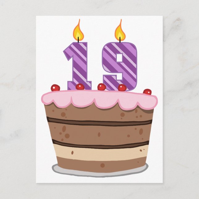 Carte Postale 19 ans sur le gâteau d'anniversaire (Devant)