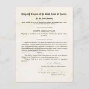 Carte Postale 19e amendement à la Constitution des États-Unis