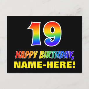Carte Postale 19e anniversaire : Bold, amusant, simple, arc-en-c