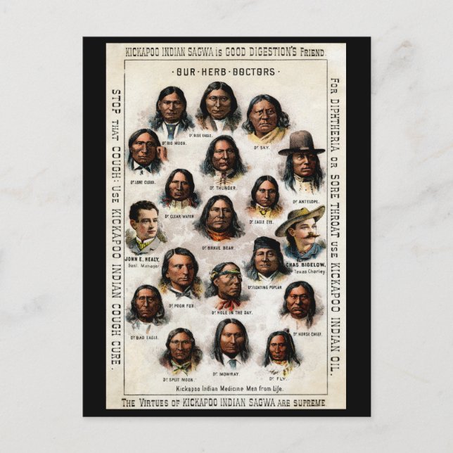 Carte Postale 19e C. Poster en médecine indienne (Devant)