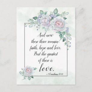 Carte Postale 1 Corinthiens 13:13 Foi Espoir Amour, Verset bibli