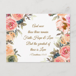 Carte Postale 1 Corinthiens 13:13 Foi Espoir Amour Verset de la