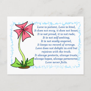 Carte Postale 1 Corinthiens 13:4-8a L'amour