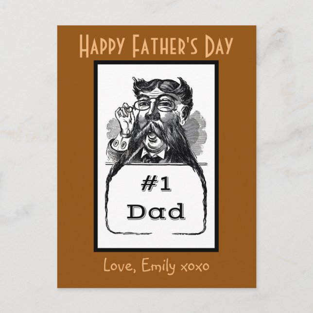Carte Postale #1 Dessin Vintage papa (Devant)