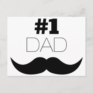 Carte Postale #1 Papa Mustache noire - Numéro Un