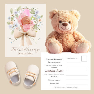 Carte Postale 1 Photo Couronne Florale Faire-Part de Naissance ~
