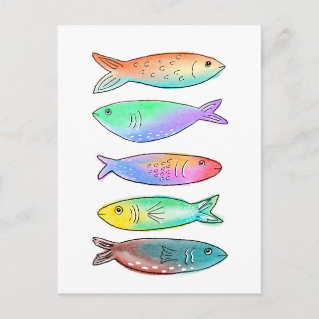 Carte Postale 1 poisson 2 poissons (Devant)