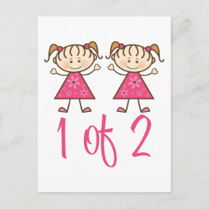 Carte Postale 1 Sur 2 Filles Roses