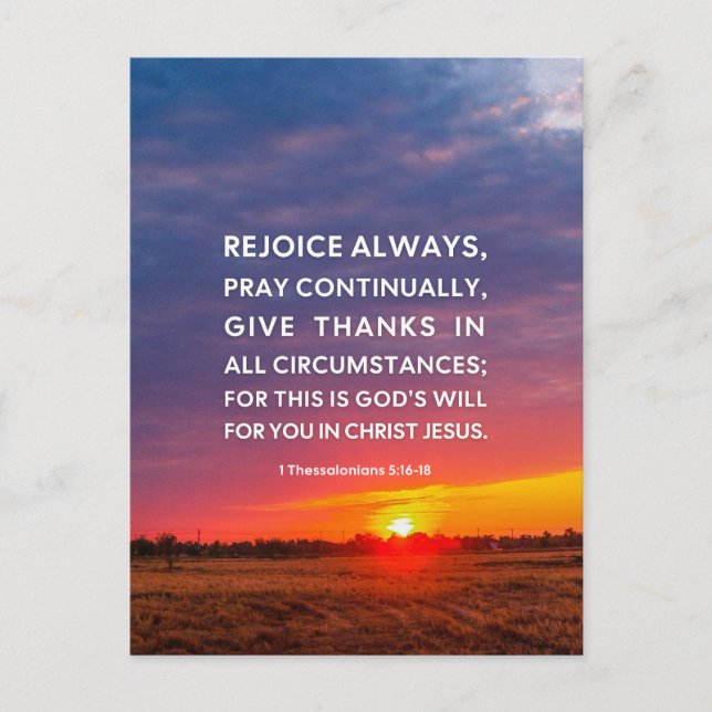 Carte Postale 1 Thessaloniciens 5:16-18 Réjouissez-vous toujours (Devant)