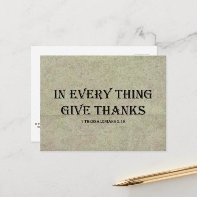 Carte Postale 1 Thessaloniciens 5:18 (Devant/Arrière en situation)