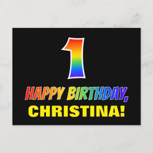 Carte Postale 1er anniversaire : Bold, amusant, simple, arc-en-c