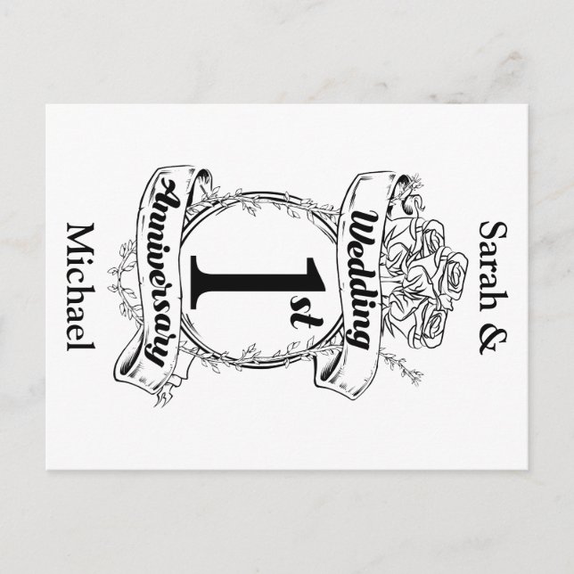 Carte Postale 1er anniversaire Mariage (Devant)