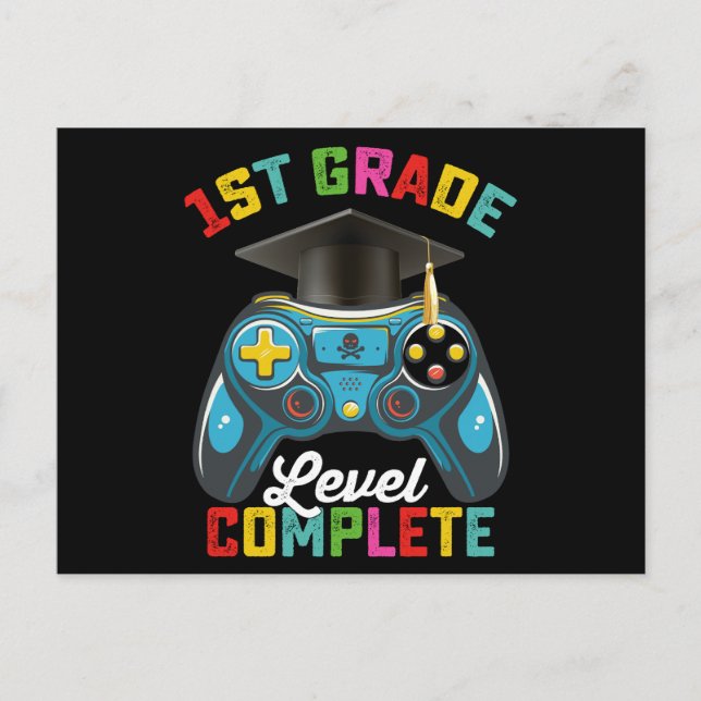 Carte Postale 1ère année Niveau Complet Graduation Jeu Gamer (Devant)