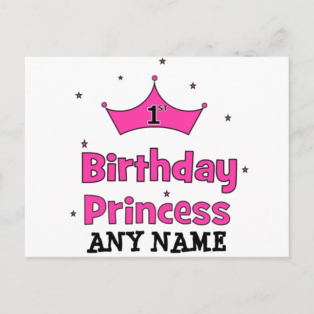 Carte Postale 1ère princesse anniversaire ! avec couronne rose (Devant)