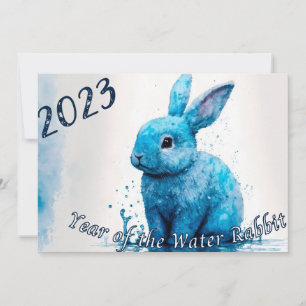 Carte postale 2023 Année du lapin d'eau