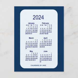 Carte Postale 2024 Alice Blue 6 Mois Mini Calendrier par Janz