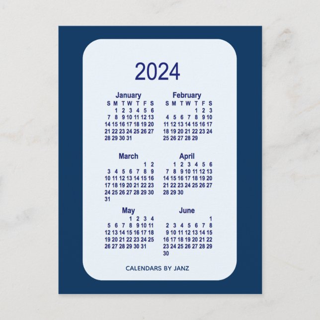 Carte Postale 2024 Alice Blue 6 Mois Mini Calendrier par Janz (Devant)