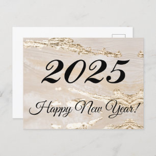 Carte Postale 2025, Bonne année! or arrière - plan moderne