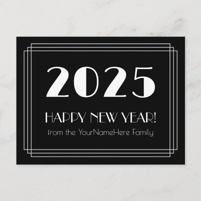 Carte Postale 2025 HEUREUSE NOUVELLE ANNÉE ! + Nom personnalisé (Devant)