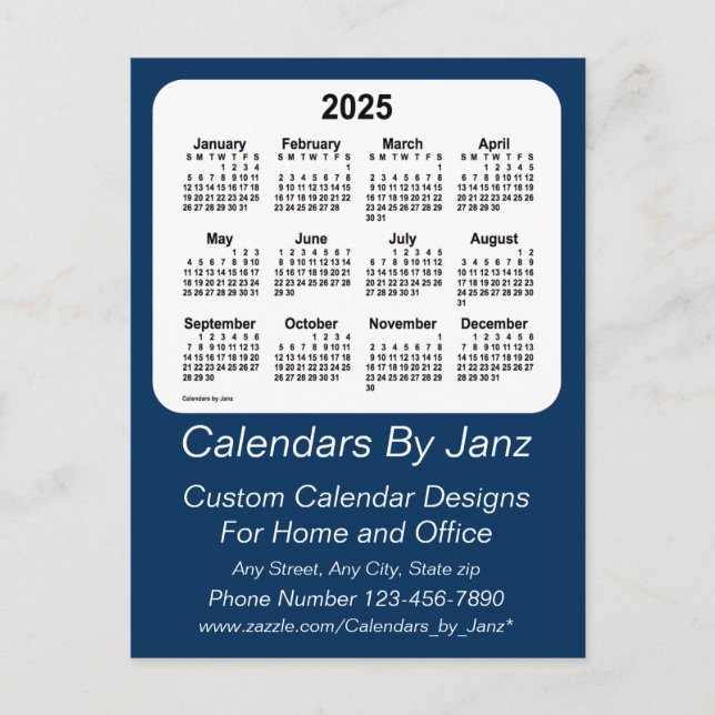 Carte Postale 2025 Police Box Blue Business Calendar par Janz (Devant)
