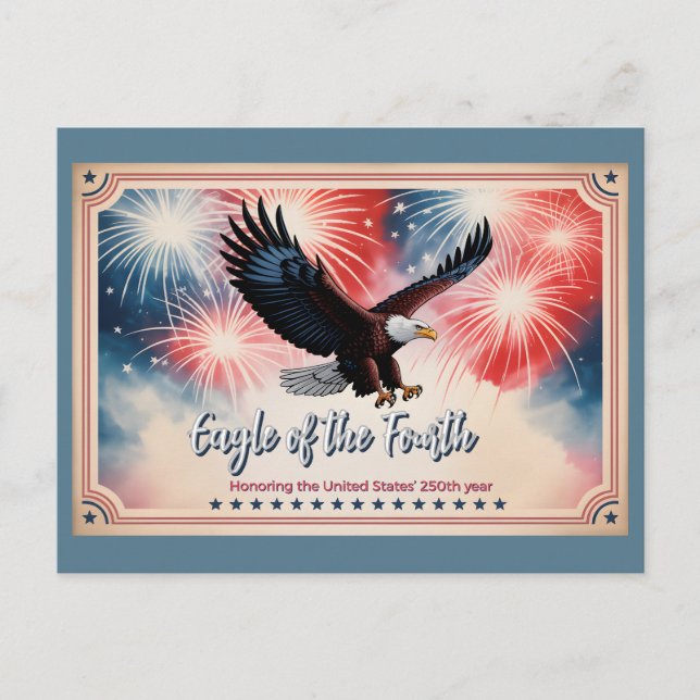 Carte Postale 2026 Mini Calendar Firework, "Eagle of the Fourth" (Devant)