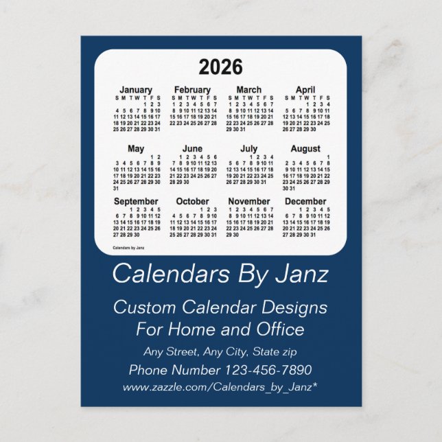 Carte Postale 2026 Police Box Blue Business Calendar par Janz (Devant)