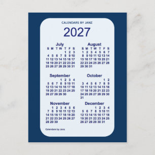 Carte Postale 2027 Alice Blue 6 Mois Mini Calendrier par Janz