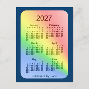 Carte Postale 2027 Rainbow Blue 6 mois Mini Calendrier par Janz