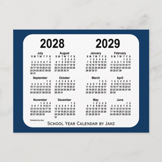 Carte Postale 2028-2029 Boîte de police Calendrier de l'école bl (Devant)