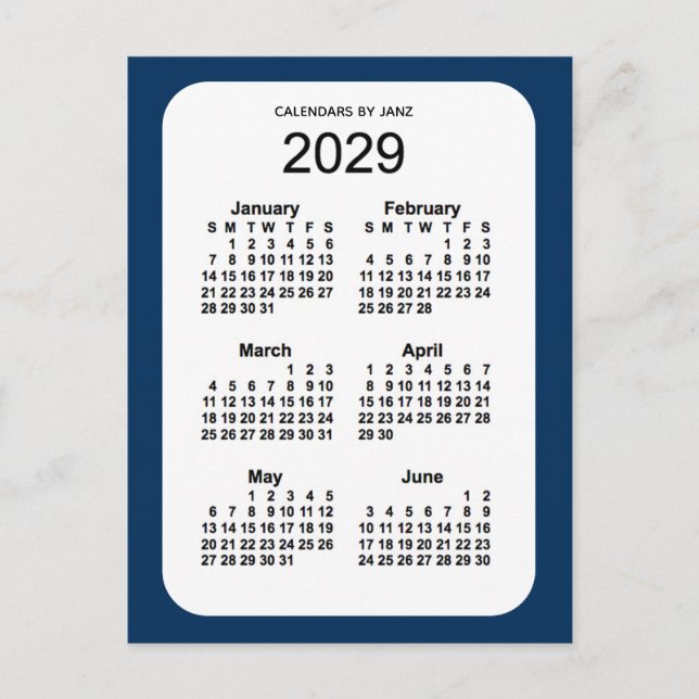 Carte Postale 2029 Police Box Blue 6 Mois Mini Calendrier par Ja (Devant)