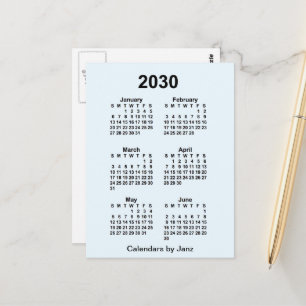 Carte Postale 2030 Alice Blue 6 Mois Mini Calendrier par Janz
