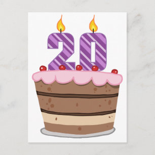 Carte Postale 20 ans sur le gâteau d'anniversaire