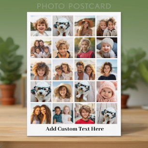 Carte Postale 20 Collage de photos - Grille avec texte - blanc