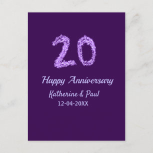 Carte Postale 20e joyeux anniversaire ajouter nom du couple date