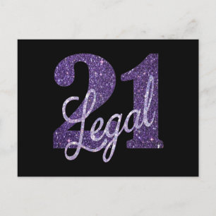 Carte Postale 21 et juridique   Purple Faux Parties scintillant 